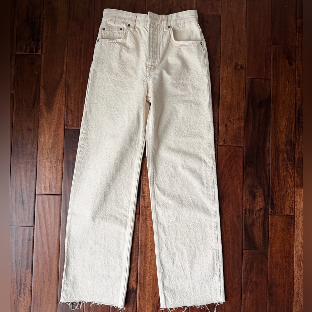 Zara Cream High Rise Jeans Sz 2
